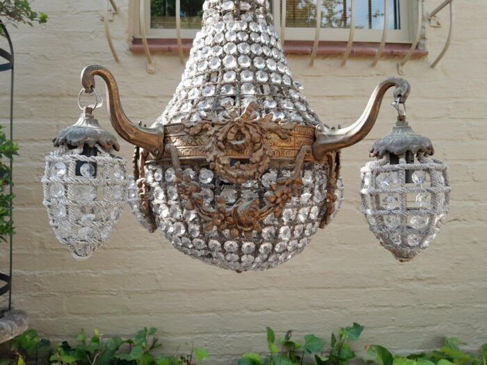 A Brass Gilt & Aged Monumental Empire French Style Chandelier - Image 3