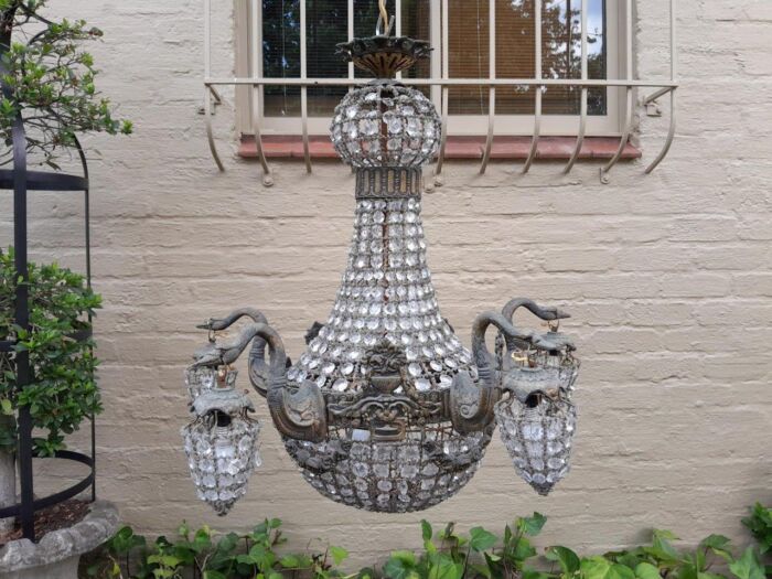 A Brass Gilt & Aged Monumental Empire French  Style Chandelier - Image 2