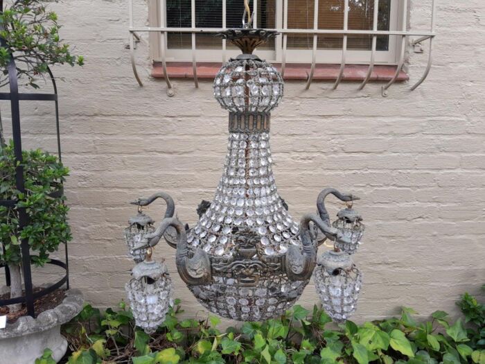 A Brass Gilt & Aged Monumental Empire French  Style Chandelier - Image 3
