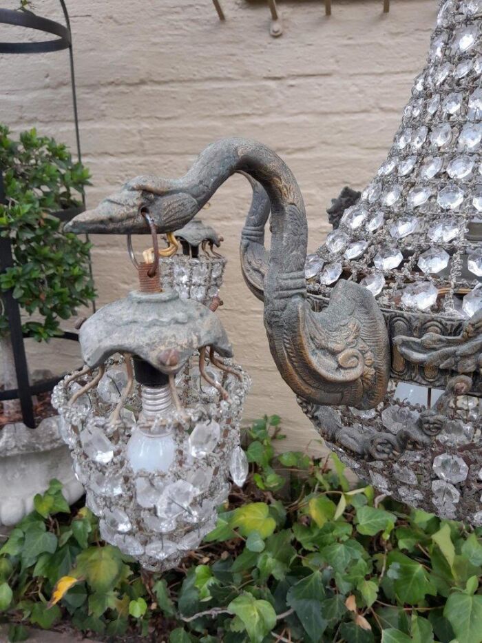 A Brass Gilt & Aged Monumental Empire French  Style Chandelier - Image 6