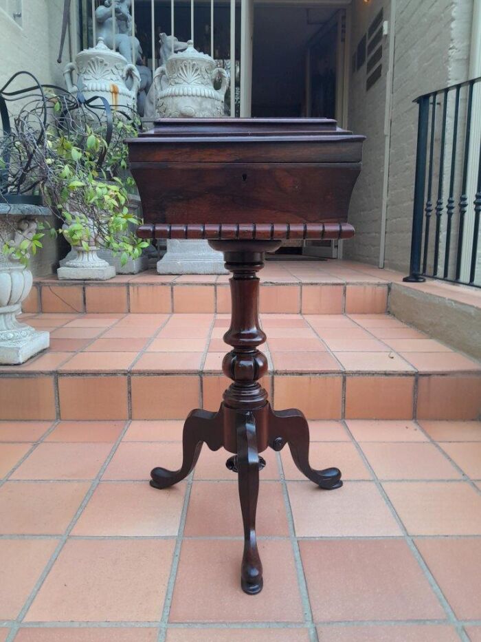 An Antique Georgian Rosewood Teapoy/Tea Caddy On Stand Fitted for Tea Mixing and Storage - Image 2