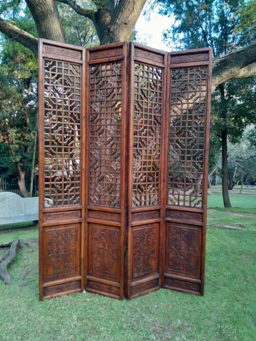 A Set of Four 19th Century Chinese Architectural and Decorative Screen Panels