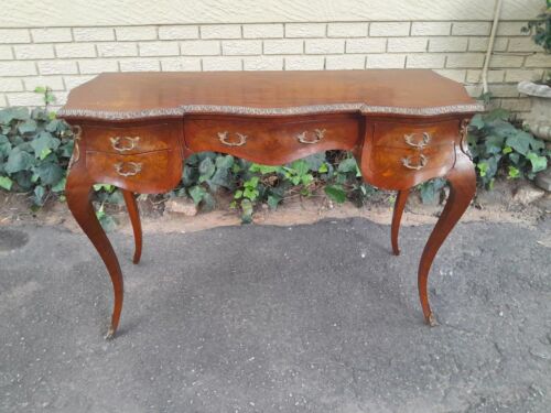 A 20TH Century French Style Mahogany Louis XVl  Three Drawer Desk / Plat with Brass Detail