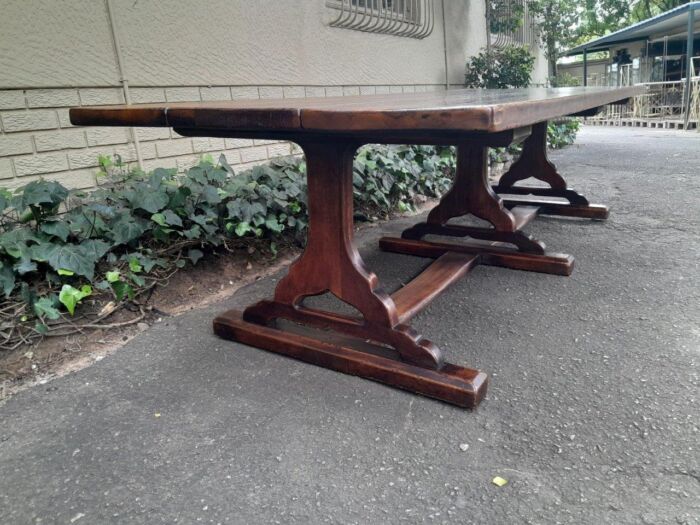 A 19th Century Sleeper Wood Refectory / Dining Table - Image 4