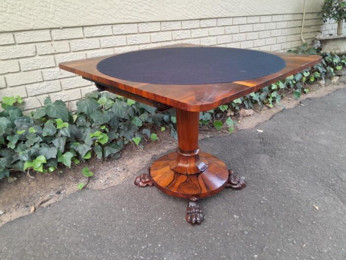 A 19TH Century William IV Rosewood Fold-over Card Table With Paw Feet - Image 6