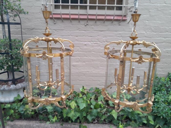 A 20th Century Rare Pair of Brass Lanterns