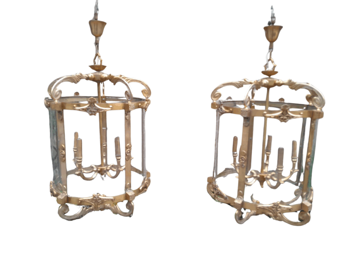 A 20th Century Rare Pair of Brass Lanterns