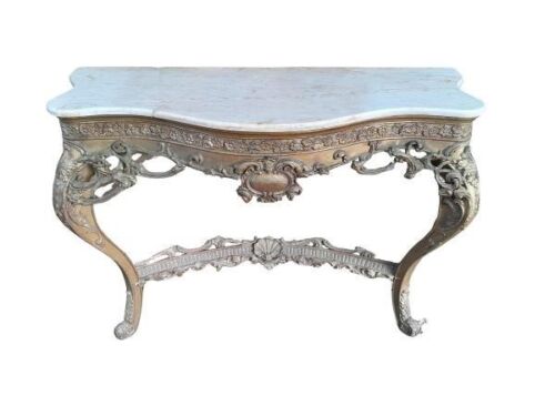 A 19th Century Rare And Original French Hand Gilded Console Table With Marble Top