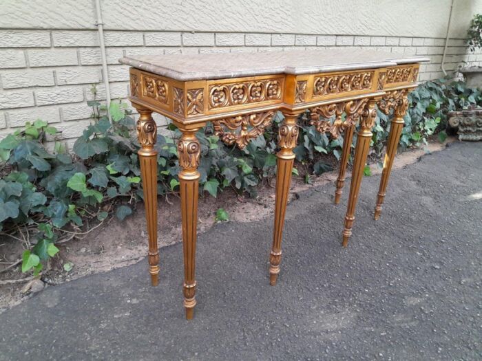 A 20TH Century French Style Gilt Console Table with Marble Top - Image 5