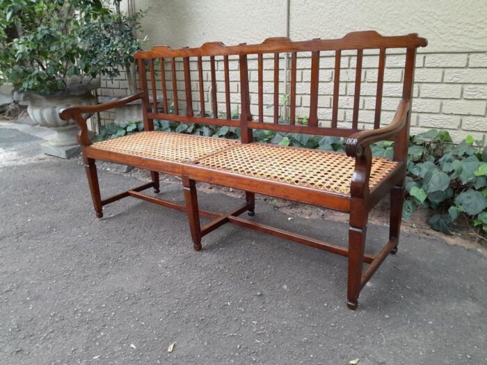 A 19th Century Cape Stinkwood Neo Classical Bench with Rattan Seat - Image 2