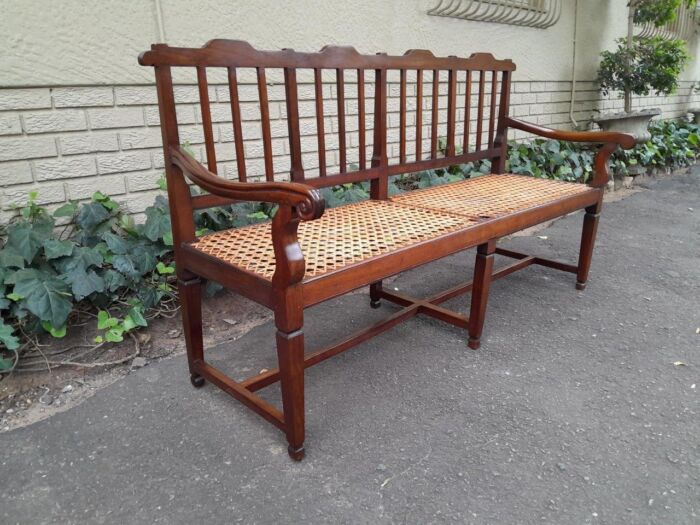 A 19th Century Cape Stinkwood Neo Classical Bench with Rattan Seat - Image 3