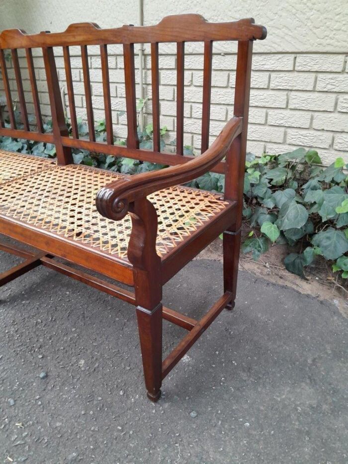 A 19th Century Cape Stinkwood Neo Classical Bench with Rattan Seat - Image 4