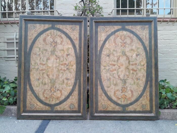 A 20th Century Pair of Painted Wooden Panels