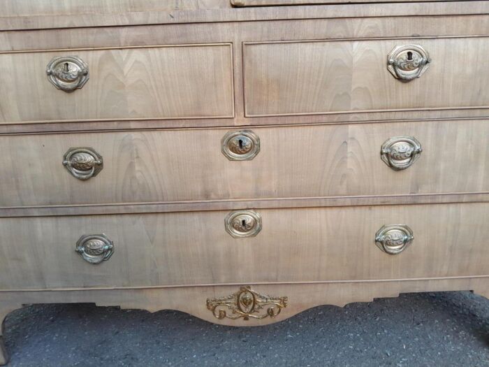 An 18th / 19th Century Dutch Mahogany Linen Press with Brass Handles  and Escutcheons In A Contemporary Bleached Finish - Image 6