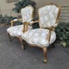A 19th Century Pair of French Carved and Gilded Wooden Armchairs Upholstered in a Custom Made Fabric for The Crown Collection  - Image 4