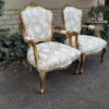 A 19th Century Pair of French Carved and Gilded Wooden Armchairs Upholstered in a Custom Made Fabric for The Crown Collection  - Image 5