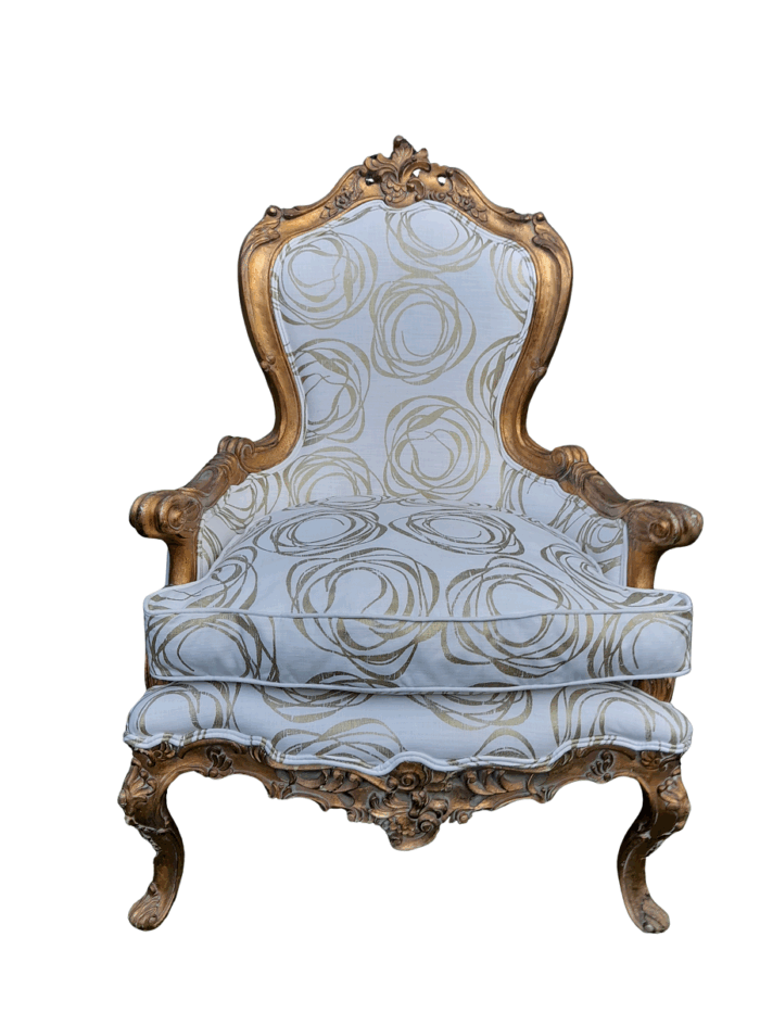 A 19th Century French Ornately Carved and Gilded Armchair of Large Proportion