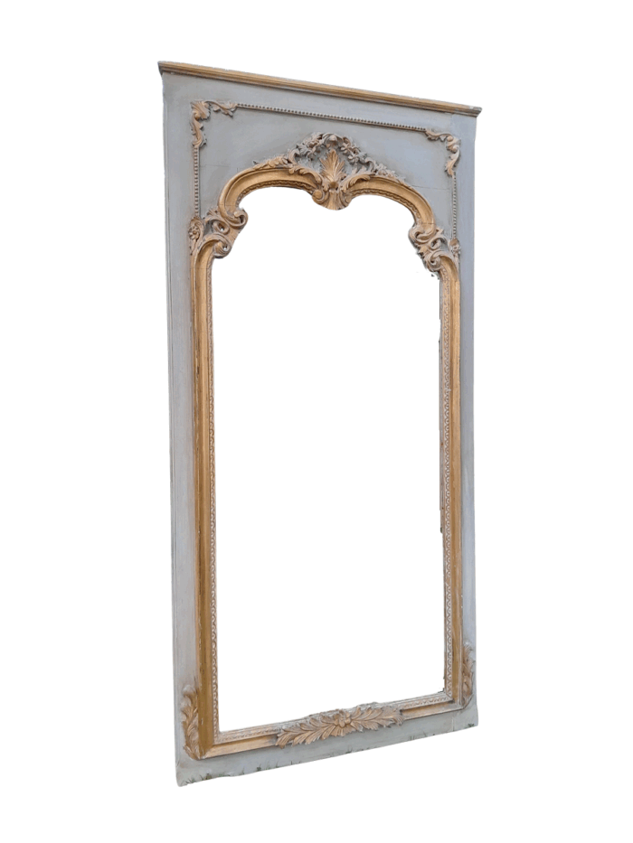 A 20TH Century French Style Carved, Gilded and Painted Mirror of Large Proportion