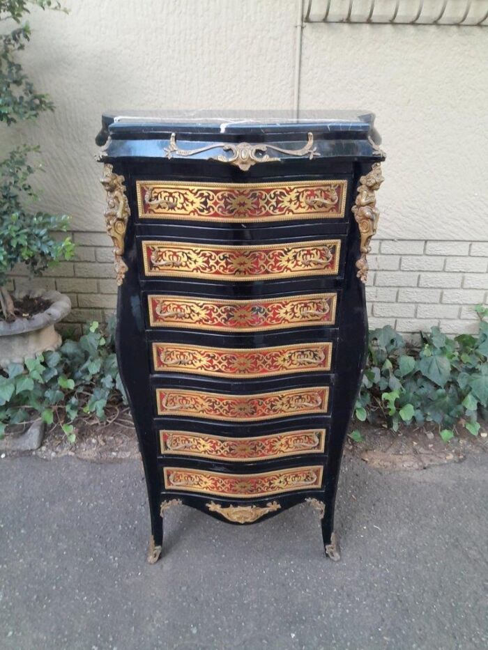 A 20th Century French Napoleon III Style Boulle Marquetry Tallboy Chest of Drawers - Image 2