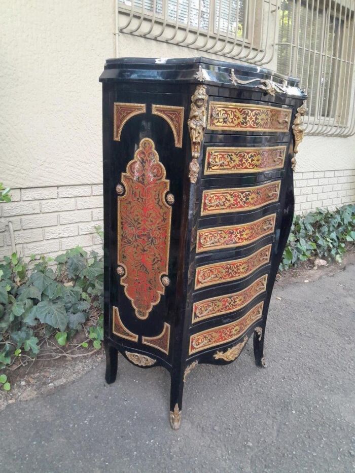A 20th Century French Napoleon III Style Boulle Marquetry Tallboy Chest of Drawers - Image 4