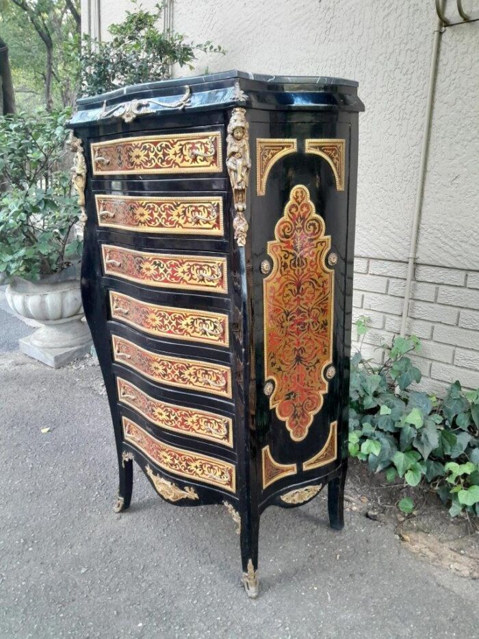 A 20th Century French Napoleon III Style Boulle Marquetry Tallboy Chest of Drawers - Image 5