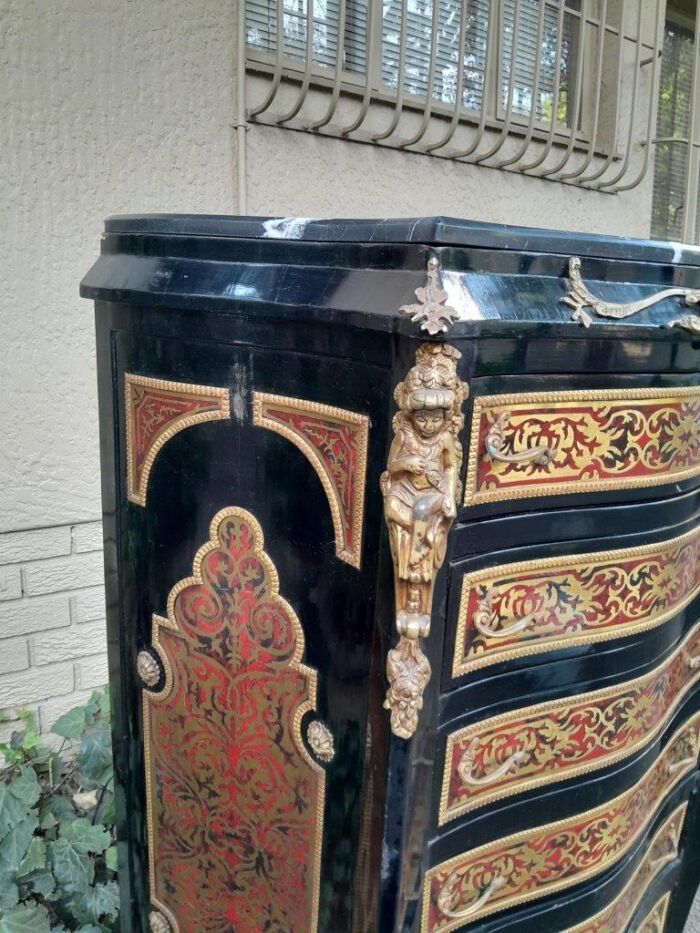 A 20th Century French Napoleon III Style Boulle Marquetry Tallboy Chest of Drawers - Image 7