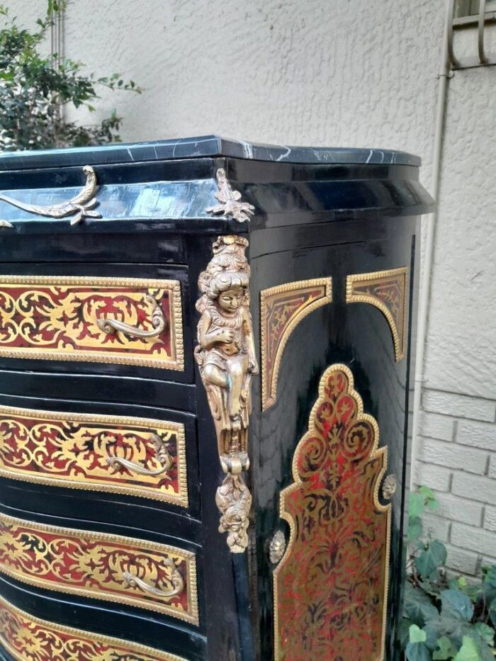 A 20th Century French Napoleon III Style Boulle Marquetry Tallboy Chest of Drawers - Image 8