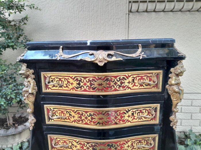 A 20th Century French Napoleon III Style Boulle Marquetry Tallboy Chest of Drawers - Image 9