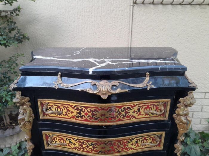 A 20th Century French Napoleon III Style Boulle Marquetry Tallboy Chest of Drawers - Image 10