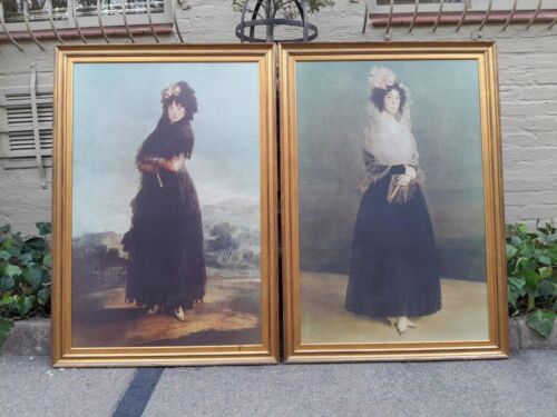 A 20TH Century Pair of Giclee Prints of a Countess and Marchioness of Large Proportions in Gilded Frames