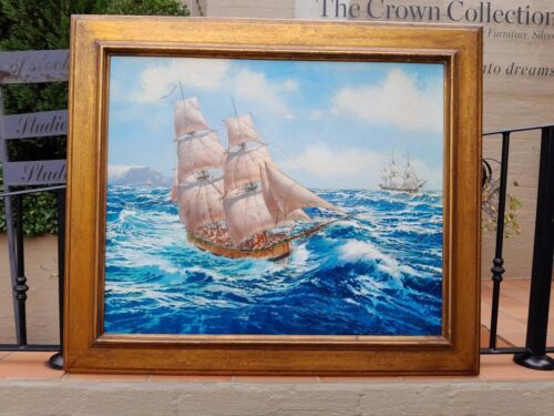 A 20th Century Oil on Canvas of Ship HMS Endeavor Signed and Dated