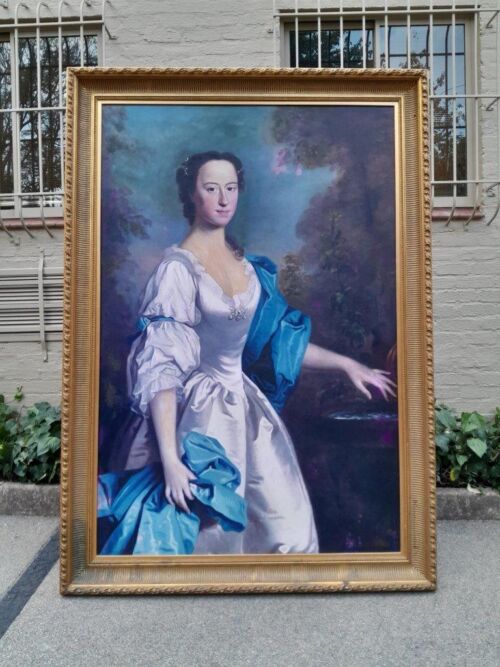 A Large 20th Century Giclee Print on Canvas of a Lady