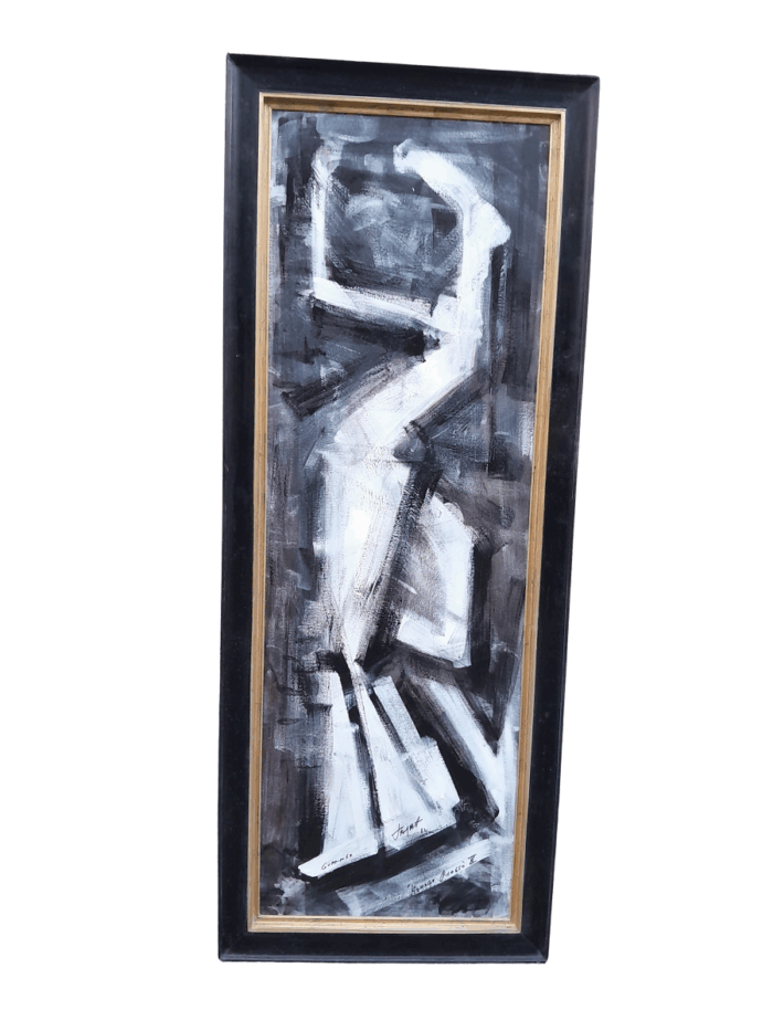 An Ornately Framed Abstract Hommage Picasso II and Signed  Framed in a Handmade Frame