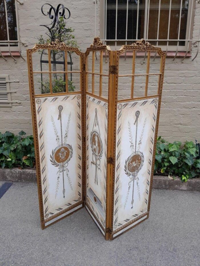A Late 19th/Early 20TH Century French Carved Wooden Gilt Three Panel Screen With Mirrored Top Panels - Image 2