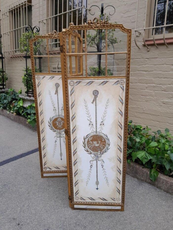 A Late 19th/Early 20TH Century French Carved Wooden Gilt Three Panel Screen With Mirrored Top Panels - Image 5