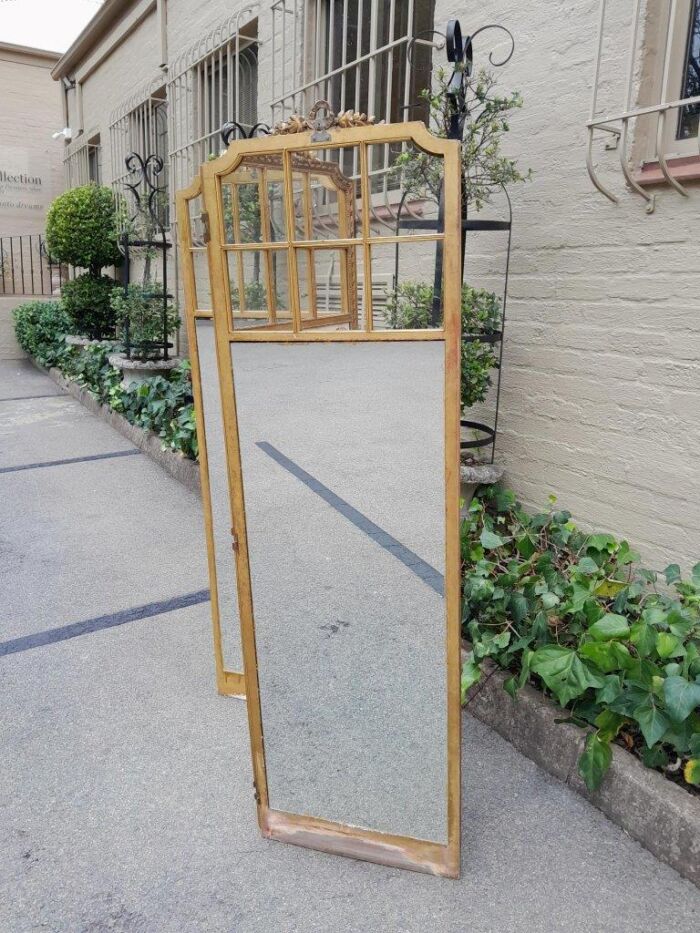 A Late 19th/Early 20TH Century French Carved Wooden Gilt Three Panel Screen With Mirrored Top Panels - Image 9