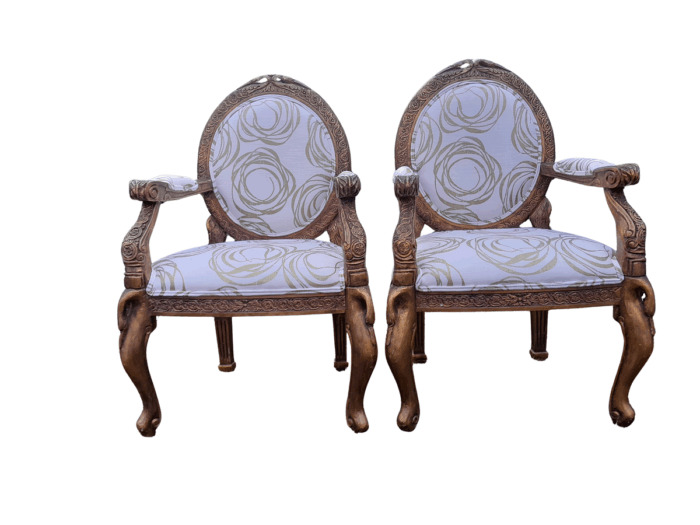 A Pair of 20th Century Style Gilt Arm Chairs
