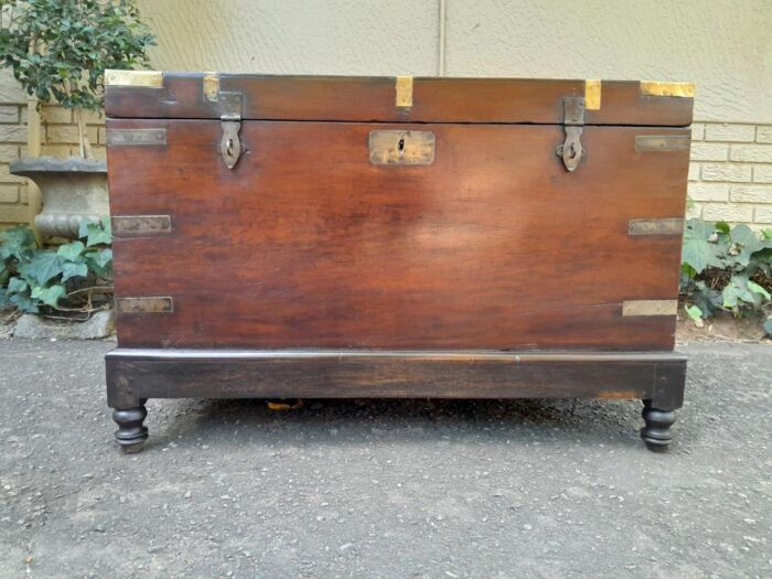 A 19th Century Circa 1800 Regency Mahogany Chest on Stand  with Four Bun Feet and Brass-mounts - Image 2