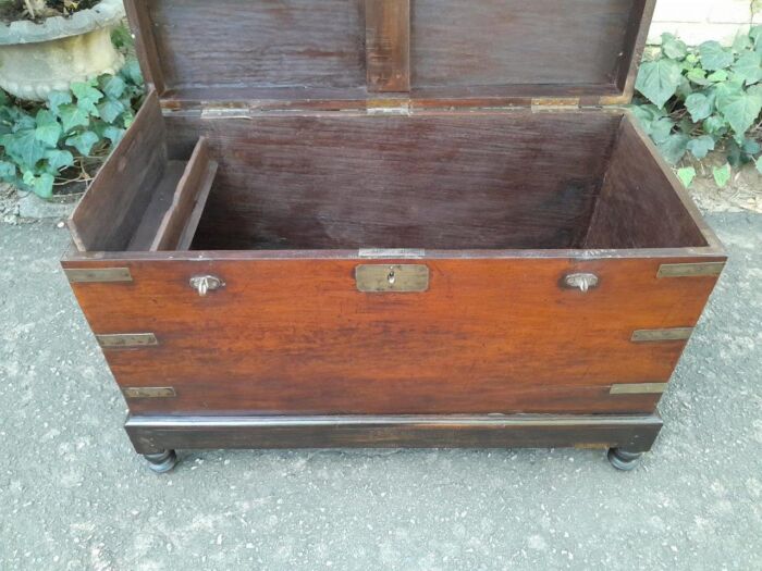 A 19th Century Circa 1800 Regency Mahogany Chest on Stand  with Four Bun Feet and Brass-mounts - Image 8