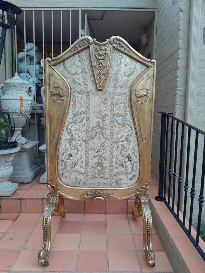 An Antique Circa 1900 French Gilt Screen with Original Castors - Image 2