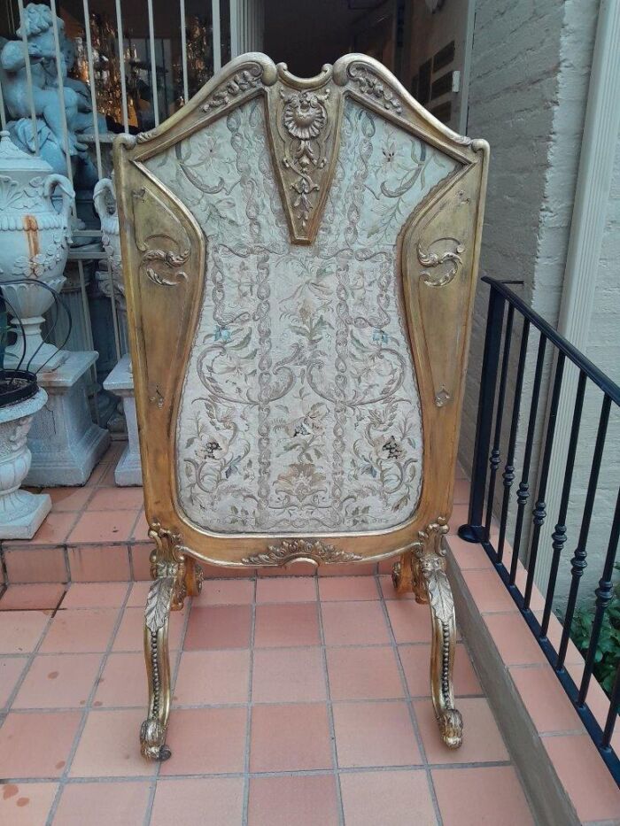 An Antique Circa 1900 French Gilt Screen with Original Castors - Image 4