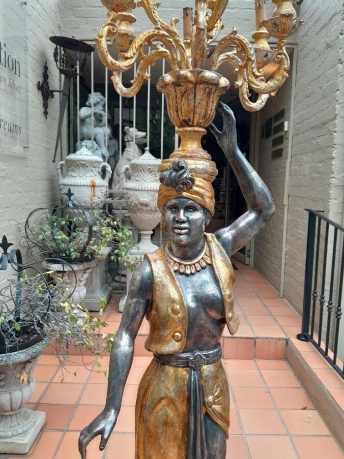 A 20th Century Decorative Gilt Blackamoor Candelabra of Large Proportion - Image 5