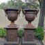 A 20TH Century Pair of French Cast Iron Urns / Planters on Plinths of Large Proportions