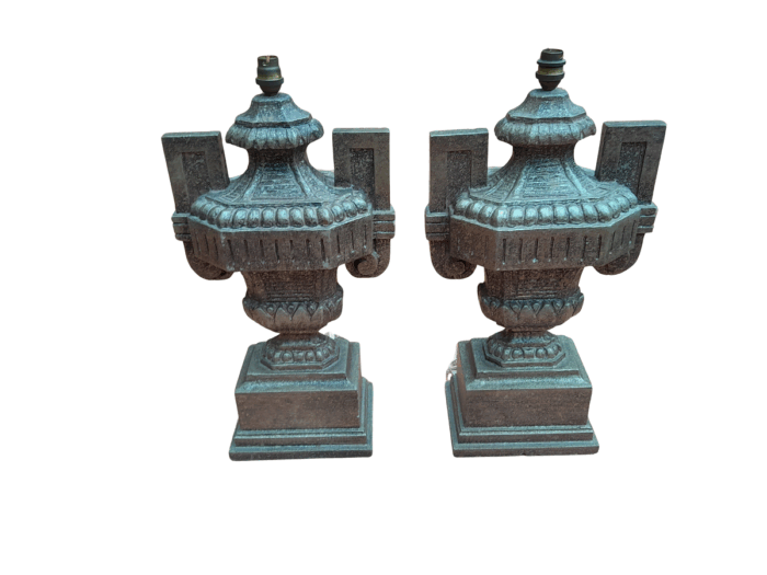 A 20th Century Pair  of Carved Stone Lamps