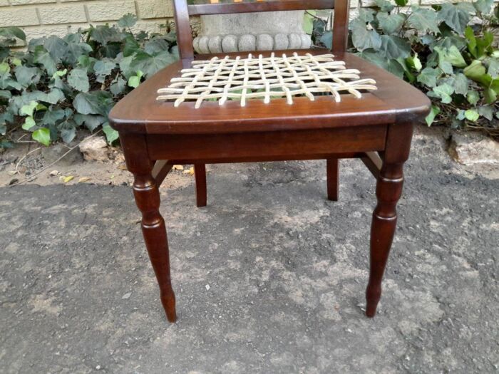 A Late 19thCentury  Early 20th Century Yellowwood Dining Table  with A 20th Century Set of Eight (8) Cape Stinkwood and Yellowwood Riempie Dining Chairs - Image 10