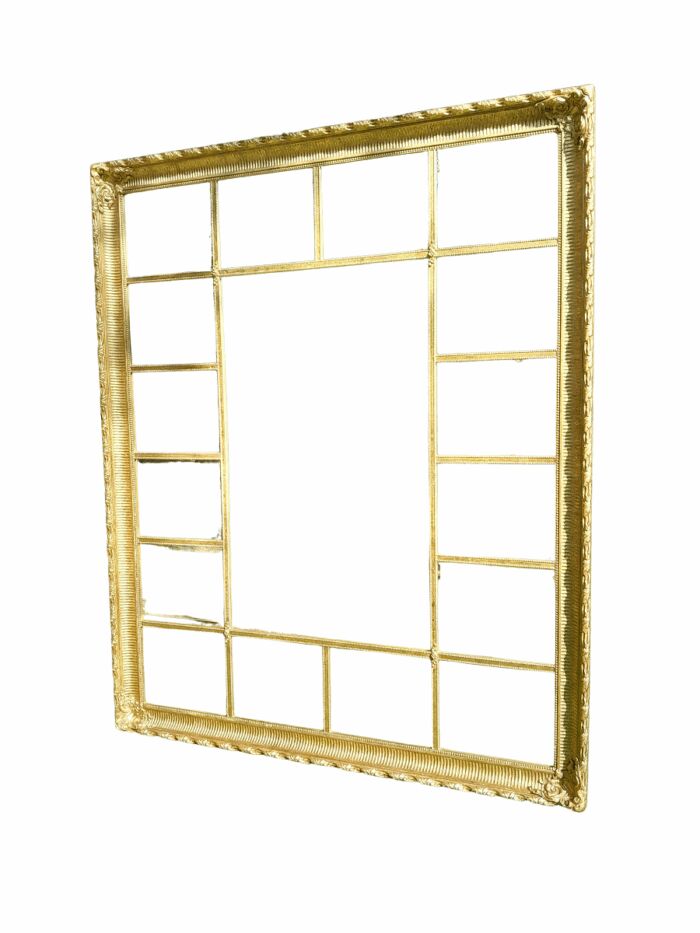 A Custom-made for The Crown Collection Bevelled Mirror in a Hand-made and Gilded with Gold Leaf Wooden Frame