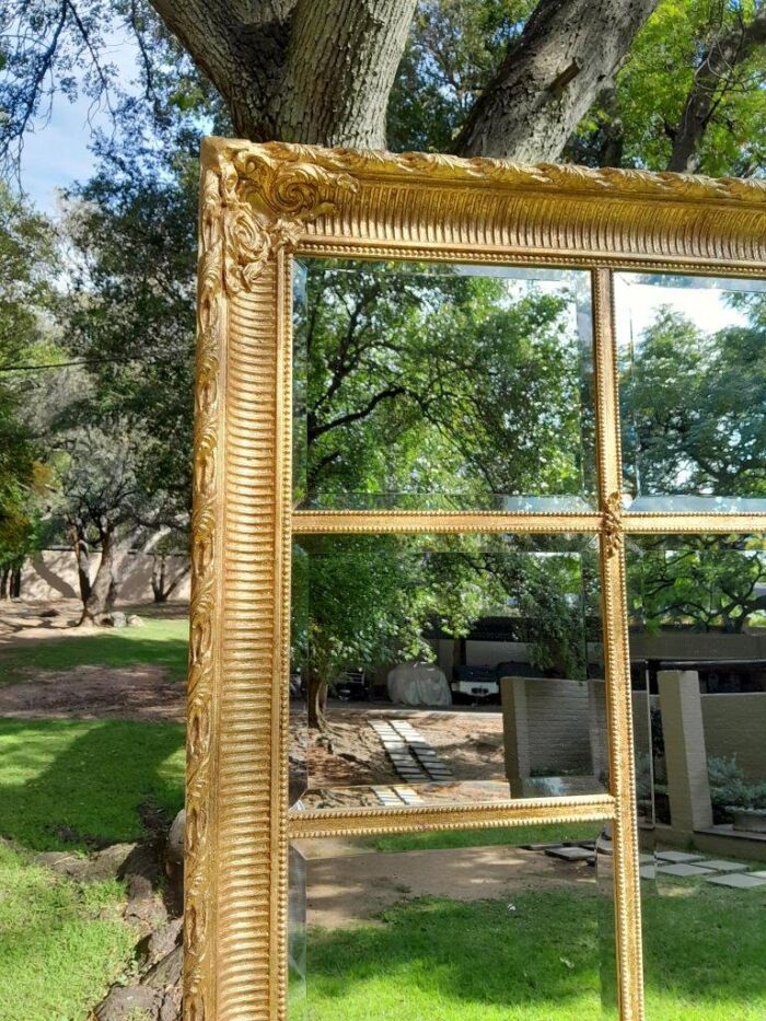 A Custom-made for The Crown Collection Bevelled Mirror in a Hand-made and Gilded with Gold Leaf Wooden Frame - Image 3