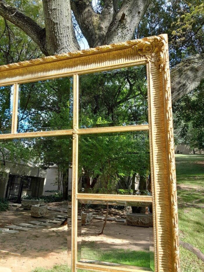 A Custom-made for The Crown Collection Bevelled Mirror in a Hand-made and Gilded with Gold Leaf Wooden Frame - Image 4