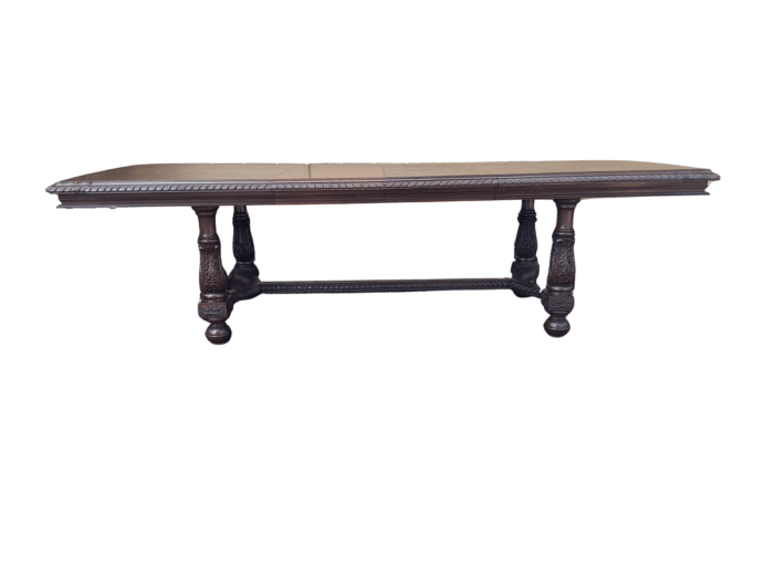 A 20th Century Carved Rosewood Dining / Refectory / Entrance Table With Two Extending Leaves