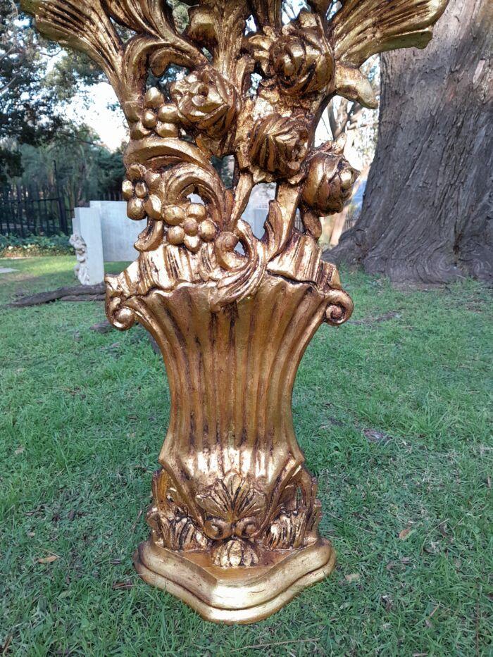 A Pair of Large French Style Carved and Gilded Wall Sconces Or Console Tables - Image 4